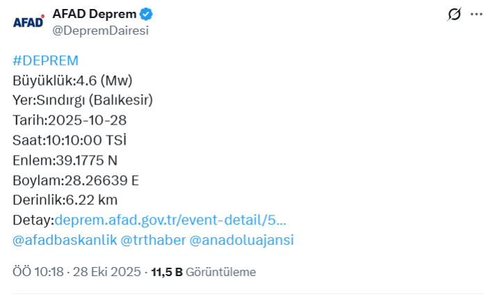 Balıkesir’de Bir Büyük Deprem Daha Meydana Geldi!