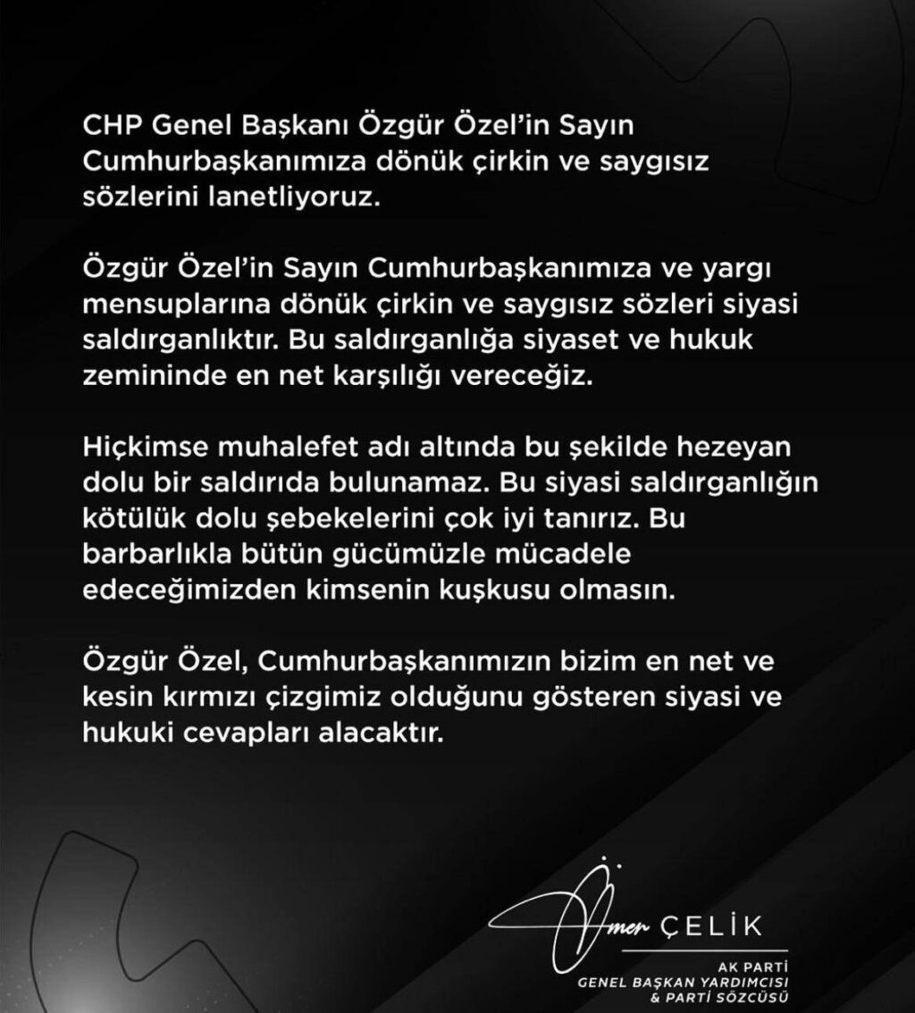 Ak Parti Sözcüsü Ömer Çelik: “Bu Sözleri Lanetliyoruz”