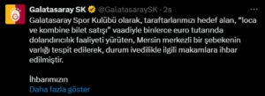Galatasaray, Sahte Kombine Satıcılarına Karşı Uyardı
