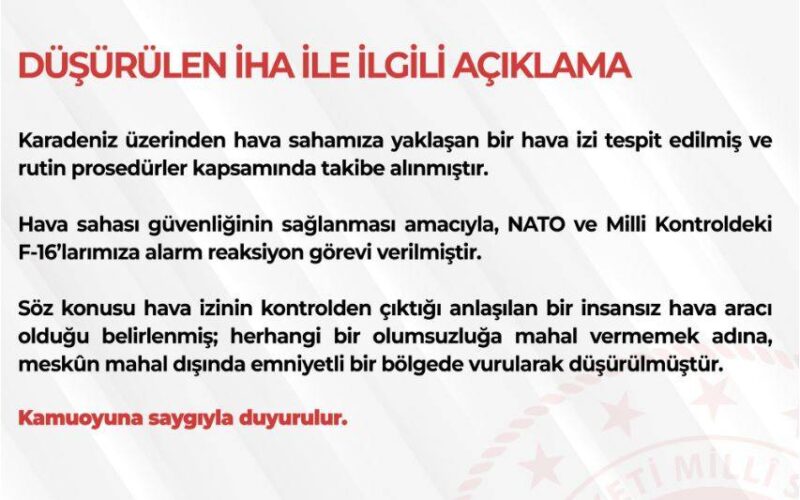 MSB’den Düşürülen İHA Açıklaması