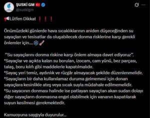 ŞUSKİ Uyardı: Su Sayaçları ve Tesisatlar Risk Altında!