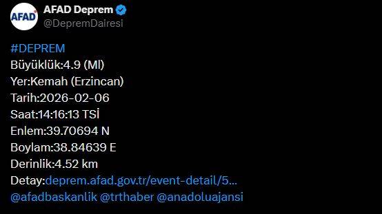 Erzincan'da şiddetli deprem!