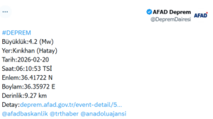 Hatay sabah saatlerinde sallandı!